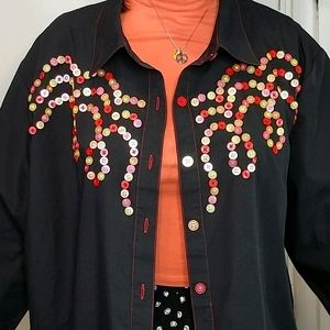 Bob Mackie Button Detail Collared Shirt Size 3X